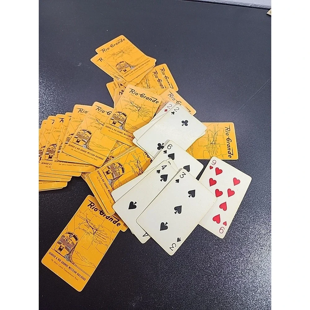 Vintage playing card DENVER and RIO GRANDE WESTERN RAILROAD orange train Picture